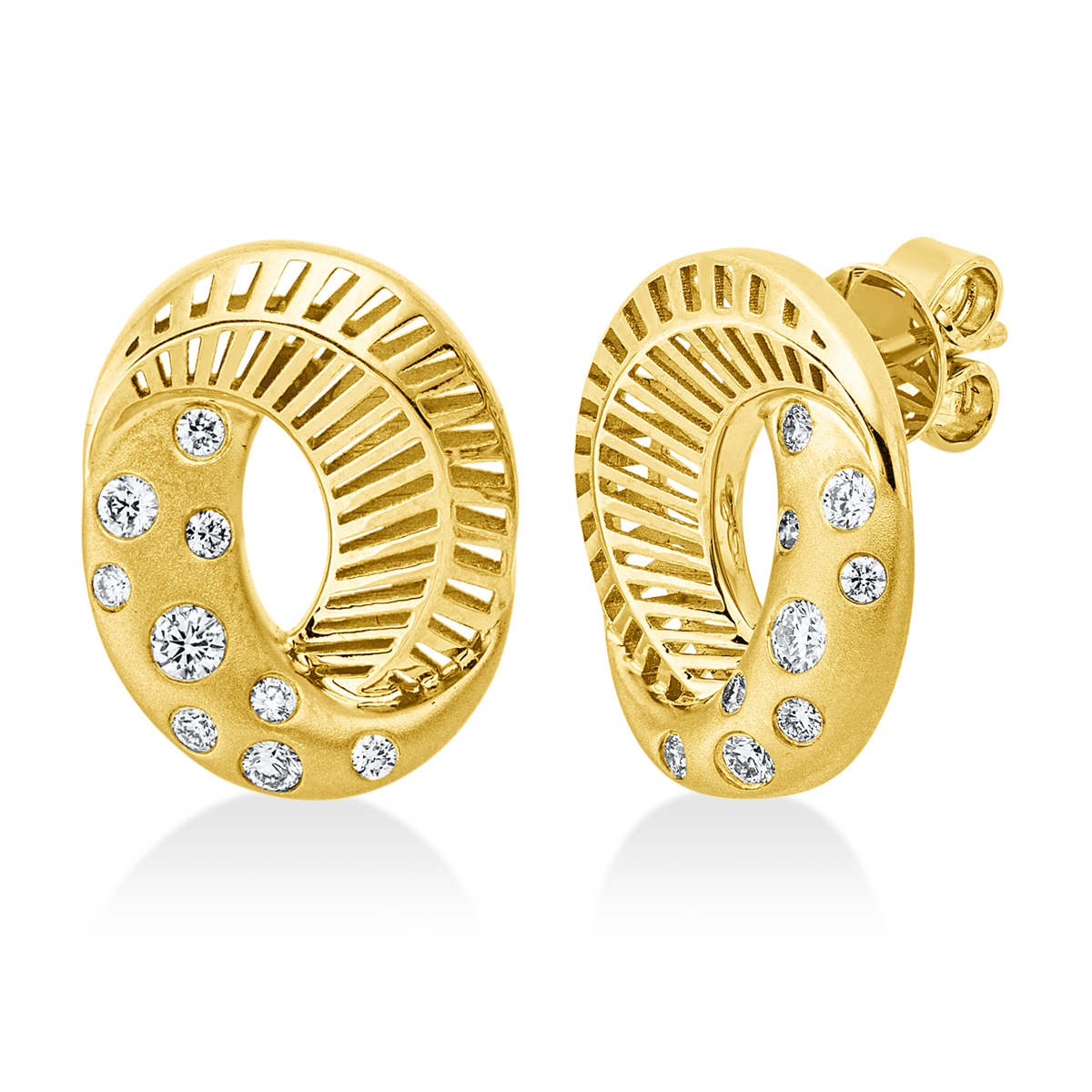 diamond full cut  modern woman earrings in yellow gold