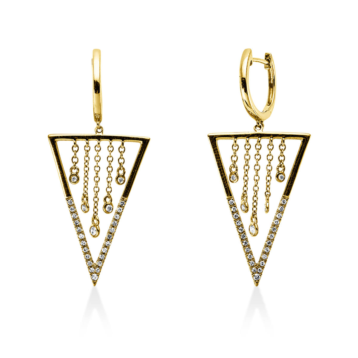 diamond full cut  modern woman earrings in yellow gold