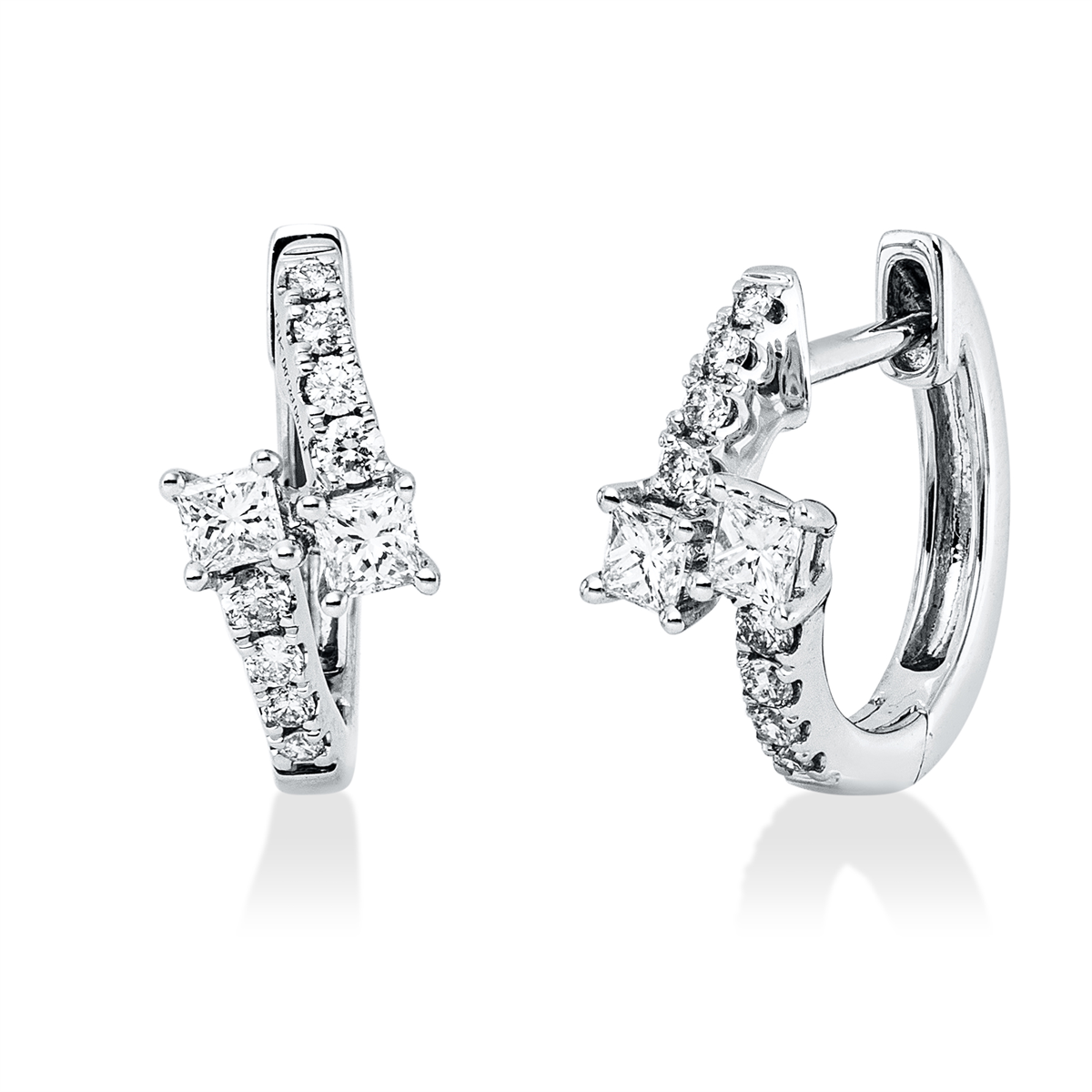 diamond full cut  modern woman hoops & huggies in white gold