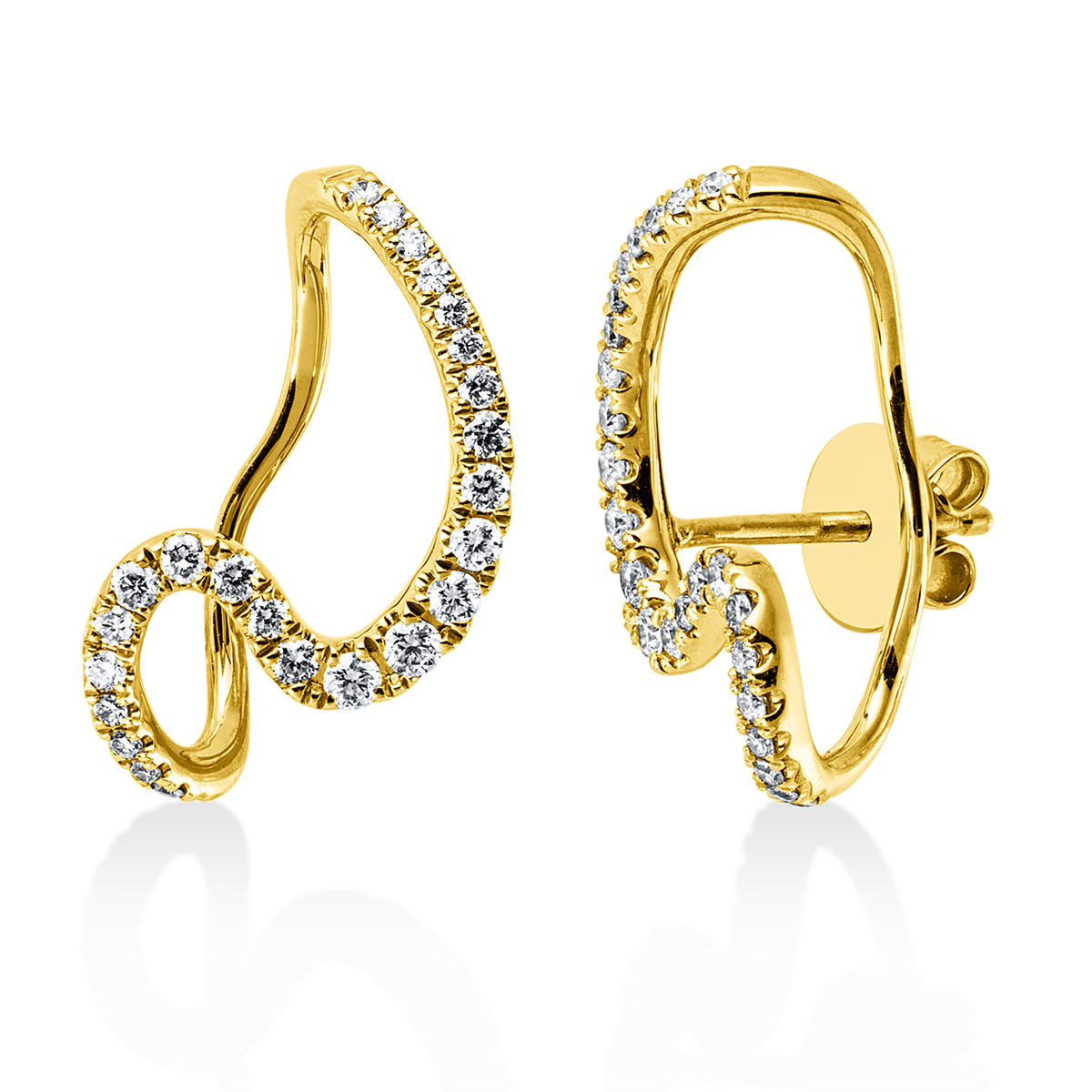 diamond full cut  multi-stone earrings in yellow gold
