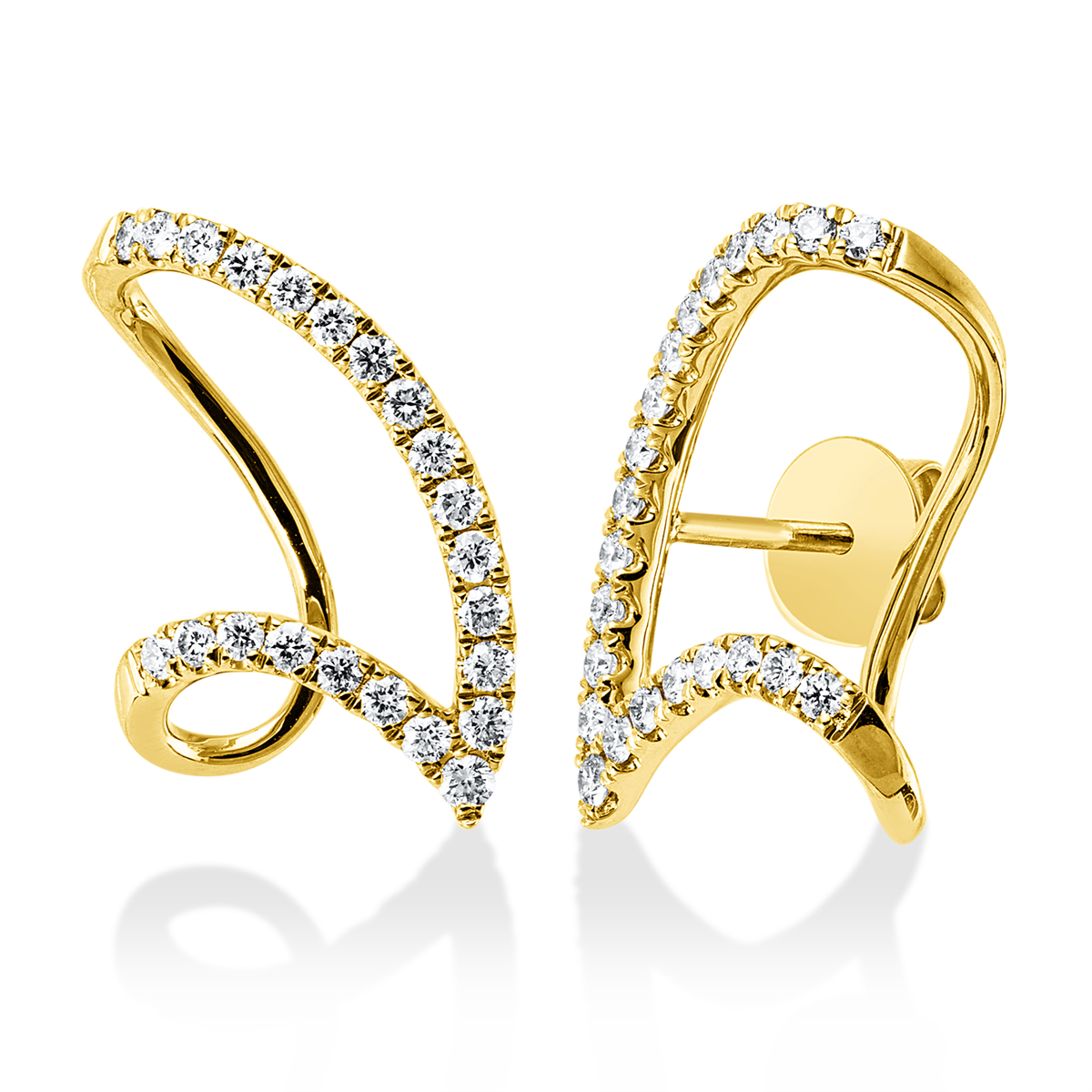 diamond full cut  multi-stone earrings in yellow gold