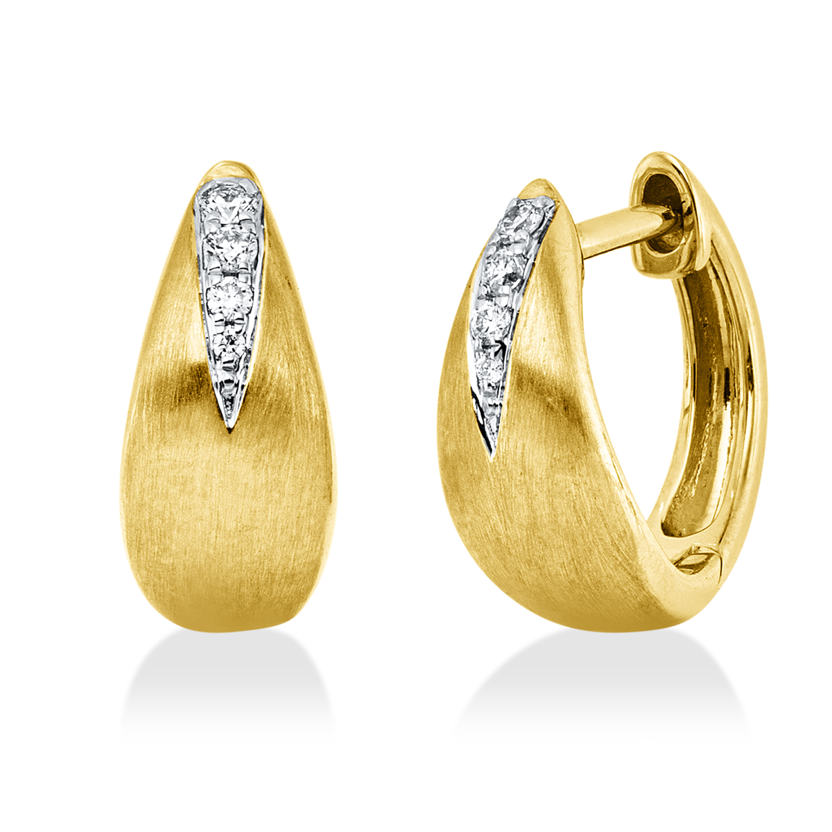 diamond full cut  modern woman hoops & huggies in yellow gold