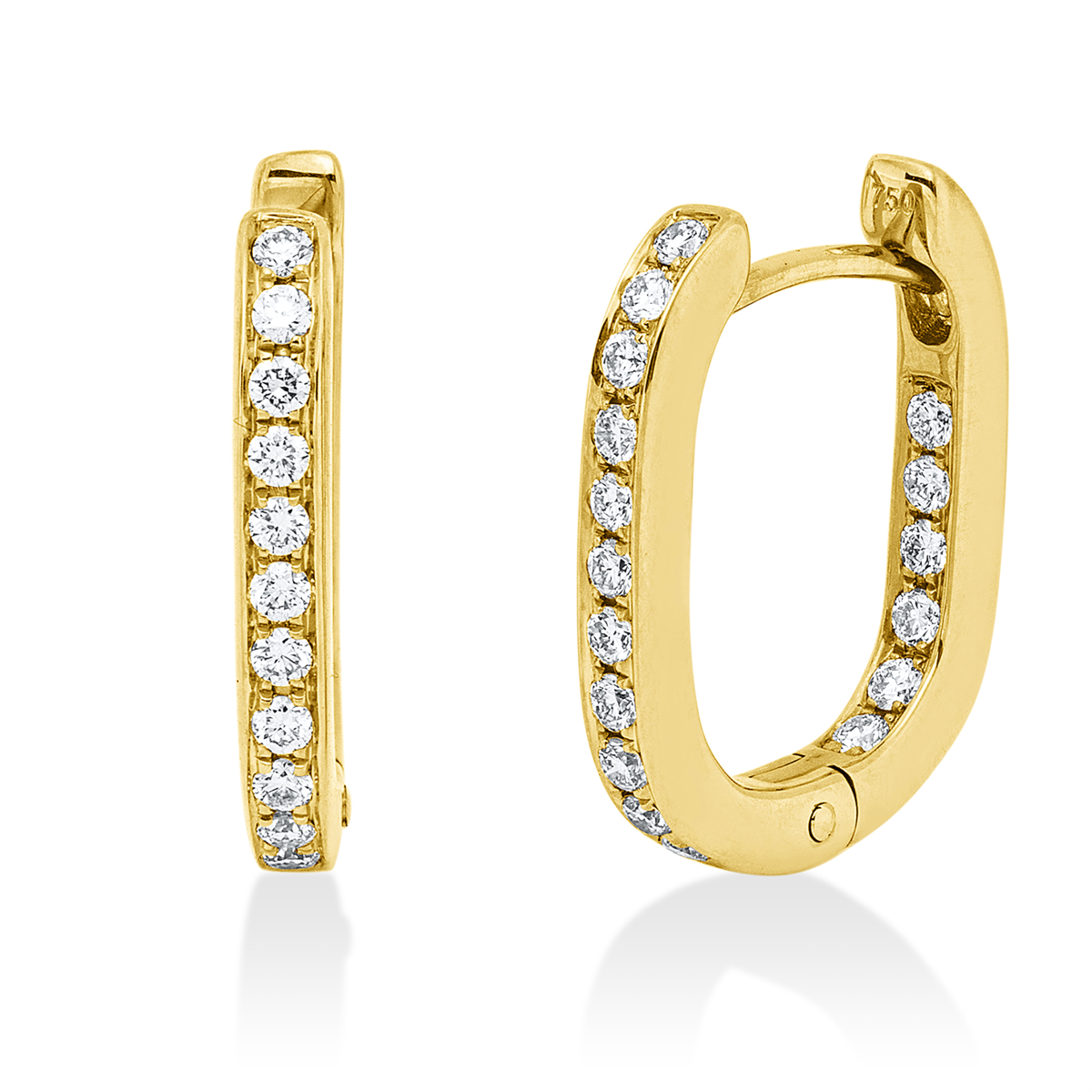 diamond full cut  modern woman hoops & huggies in yellow gold