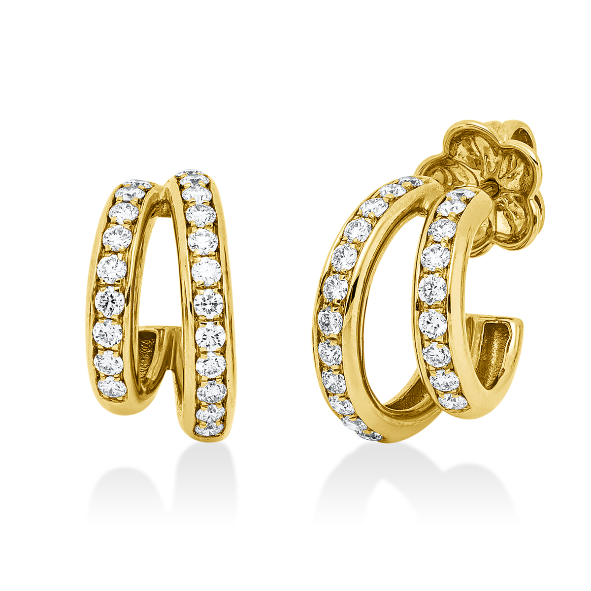 diamond full cut  modern woman studs in yellow gold