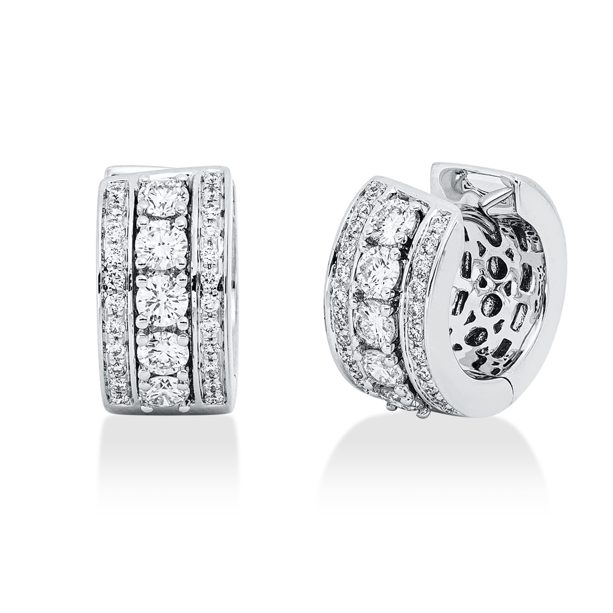 diamond full cut  multi-stone hoops & huggies in white gold