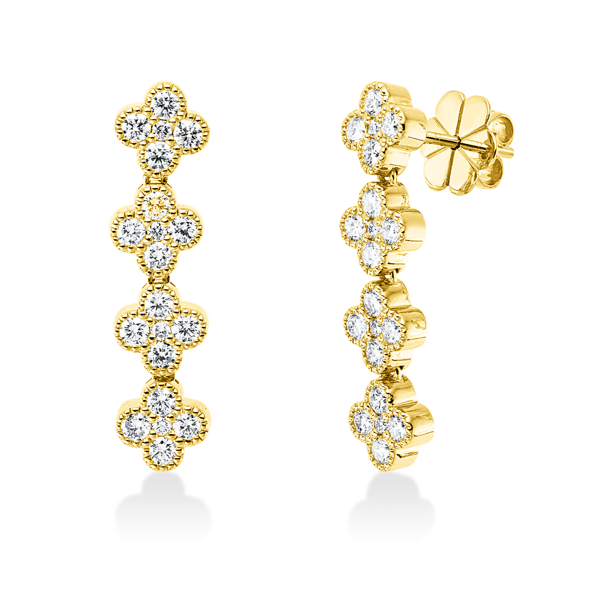 diamond full cut  exclusive earrings in yellow gold