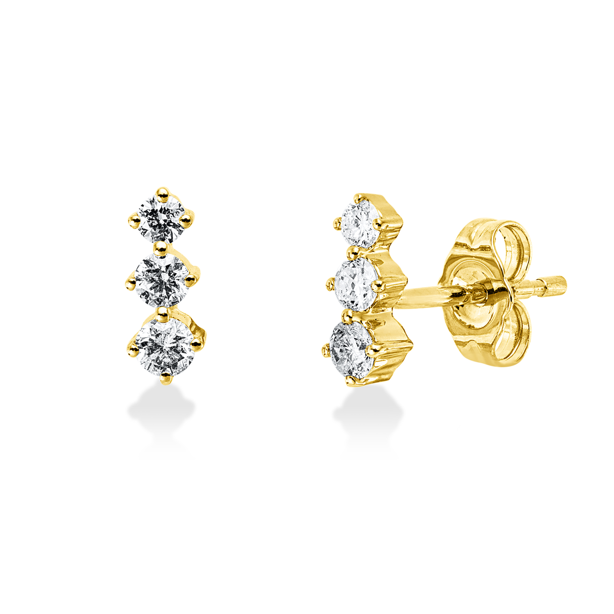 diamond full cut  modern woman studs in yellow gold