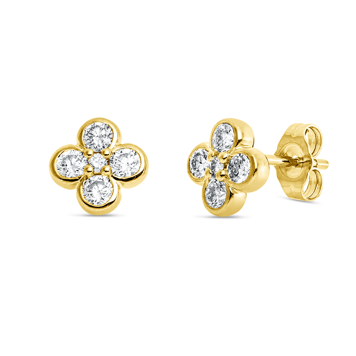 diamond full cut  modern woman studs in yellow gold