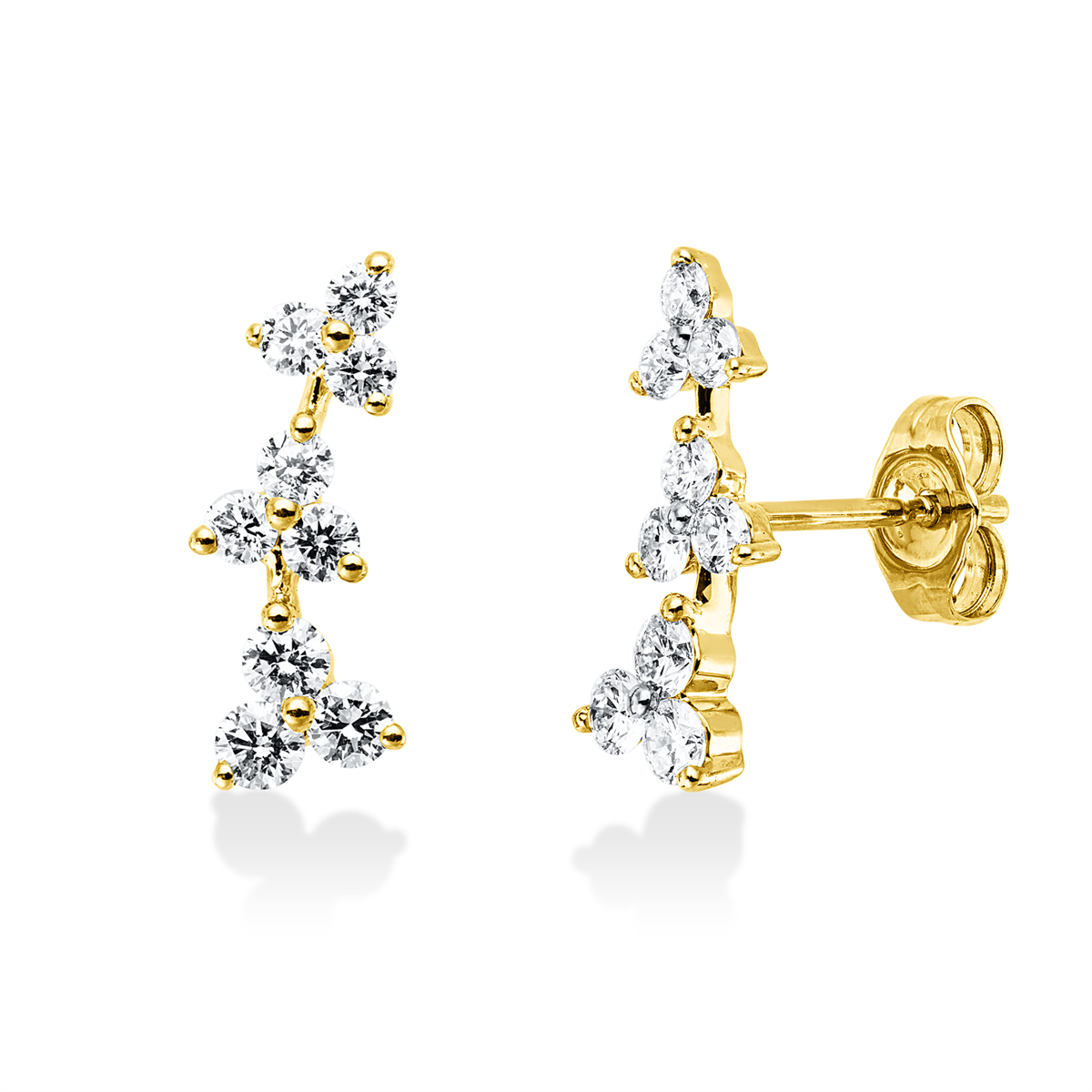 diamond full cut  modern woman studs in yellow gold