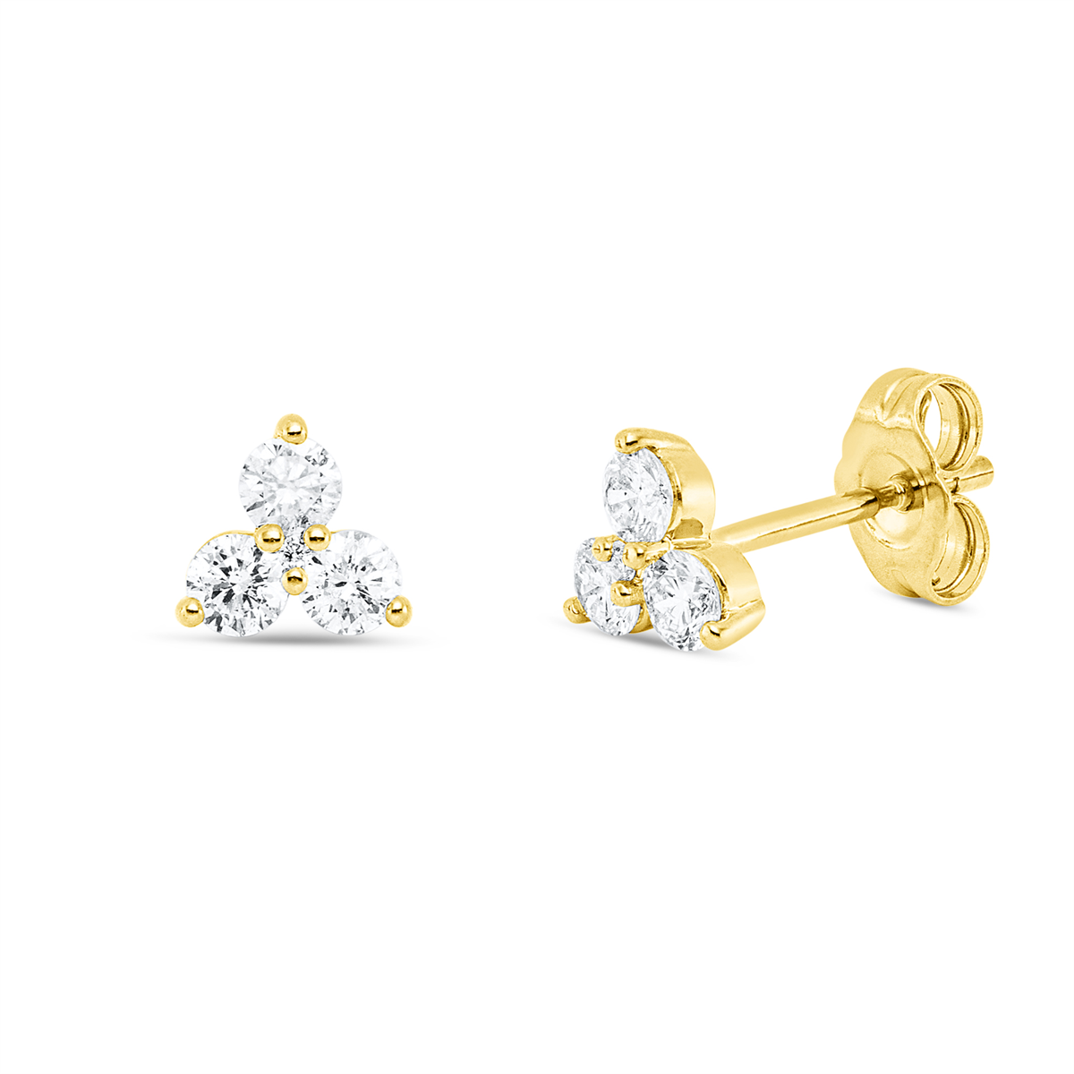diamond full cut  modern woman studs in yellow gold