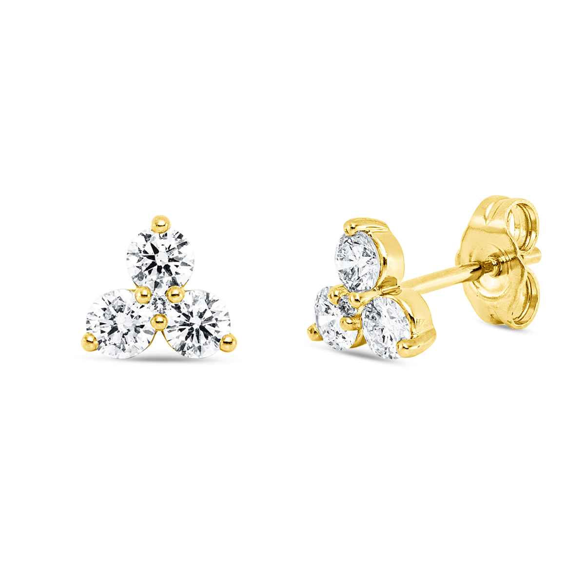 diamond full cut  modern woman studs in yellow gold