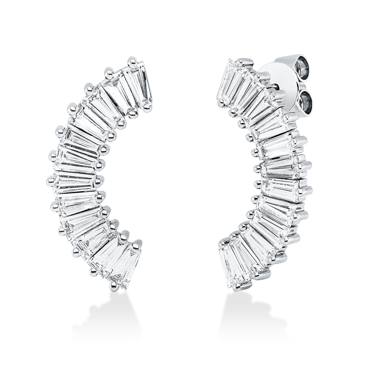 taper  baguette studs in white gold