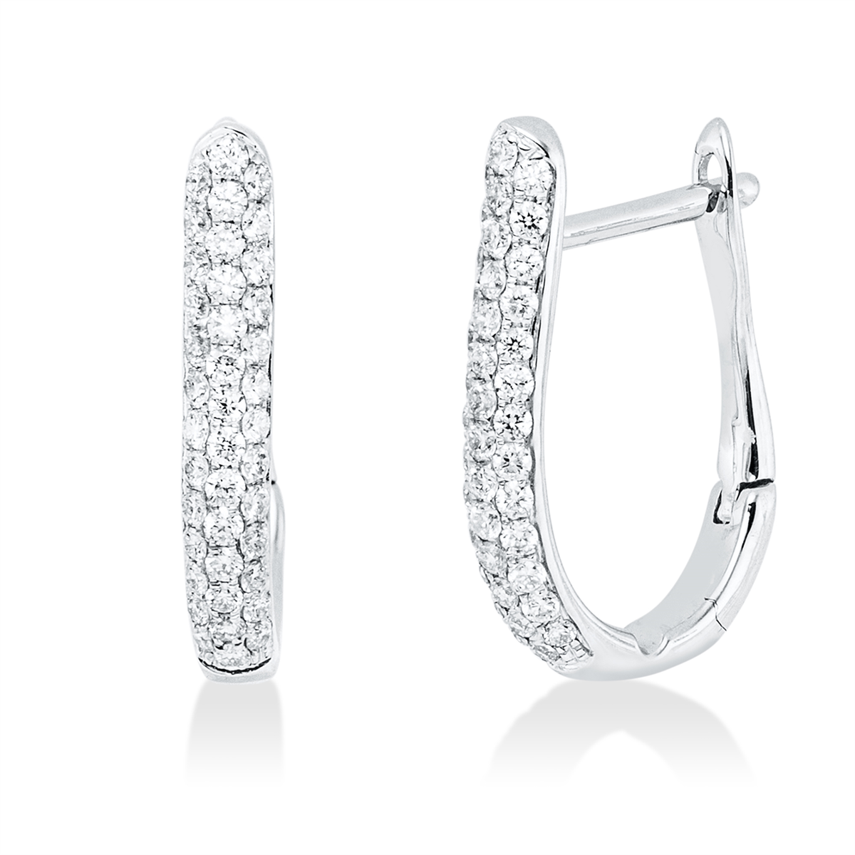 diamond full cut  modern woman hoops & huggies in white gold