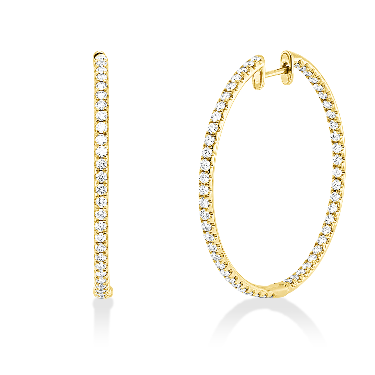 diamond full cut  multi-stone hoops & huggies in yellow gold
