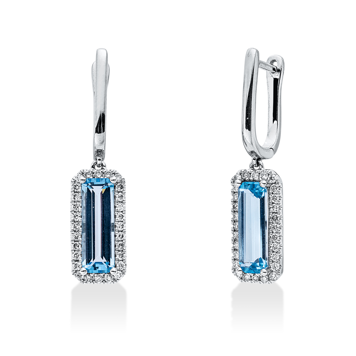 diamond full cut topaz colored stone classic earrings in white gold