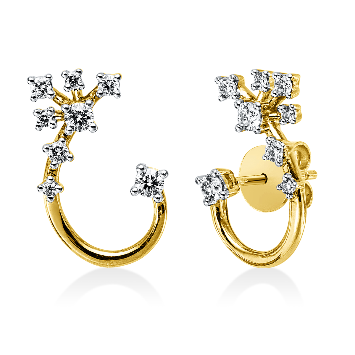 diamond full cut  multi-stone studs in yellow gold / white gold