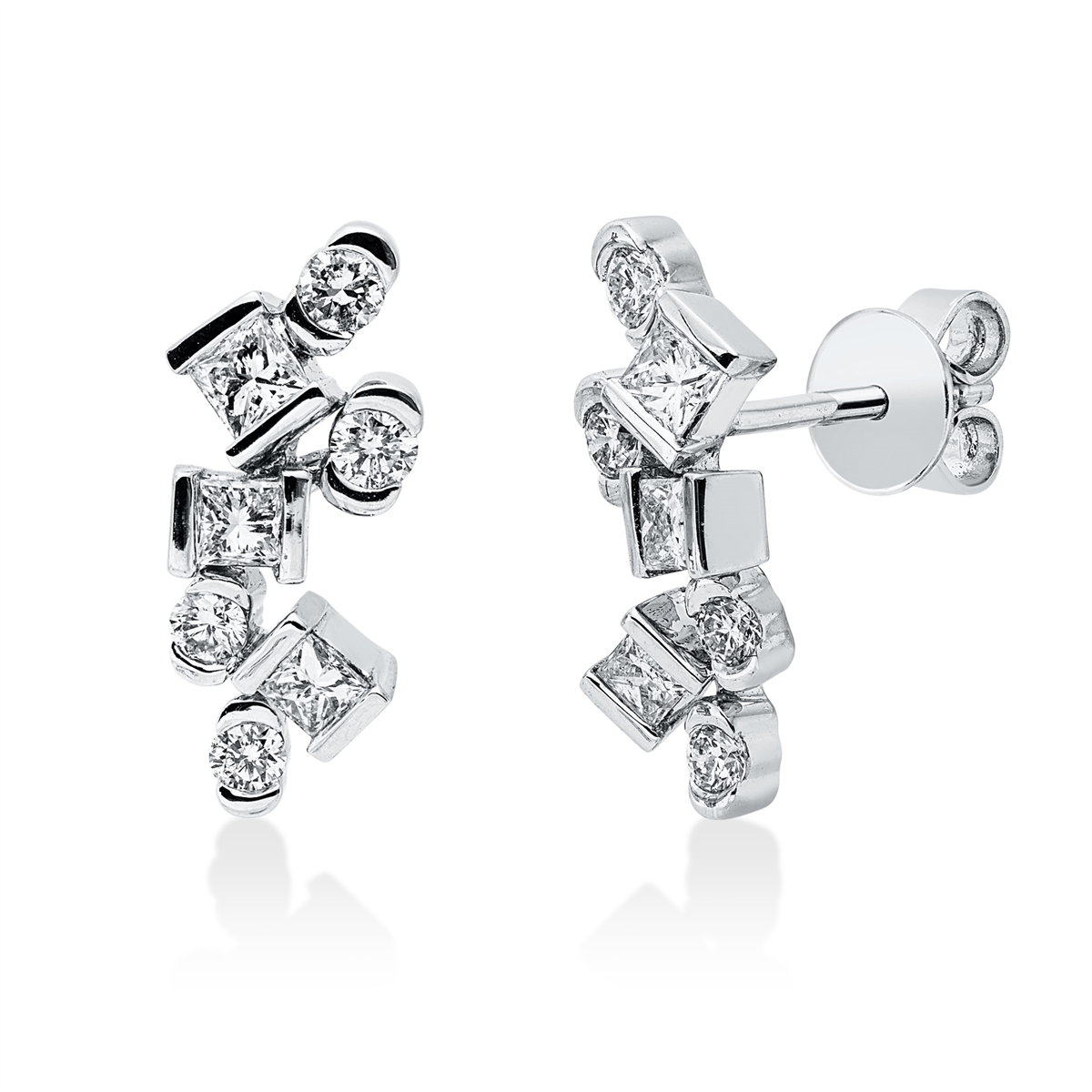 diamond full cut  modern woman studs in white gold