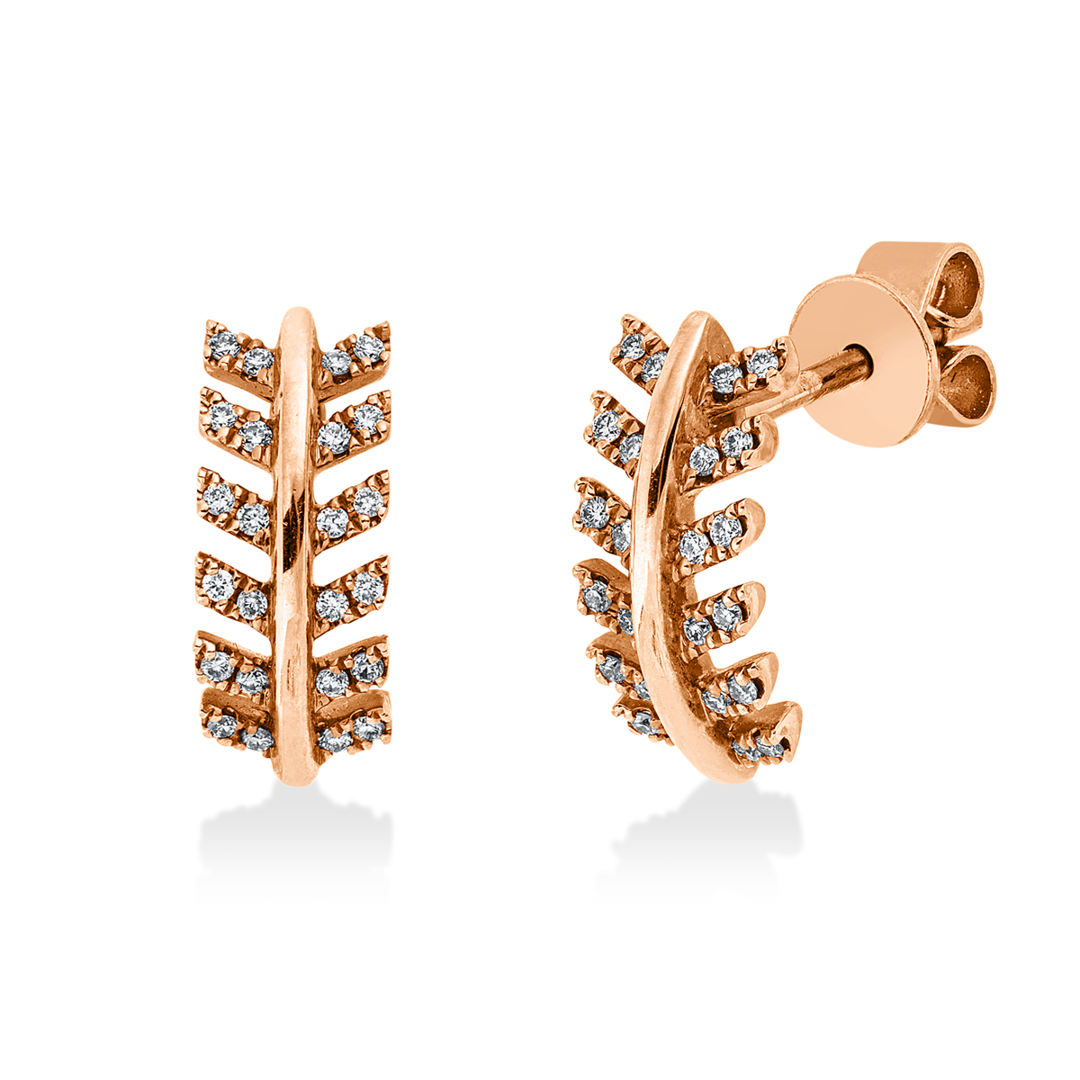 diamond full cut  modern woman earrings in red gold