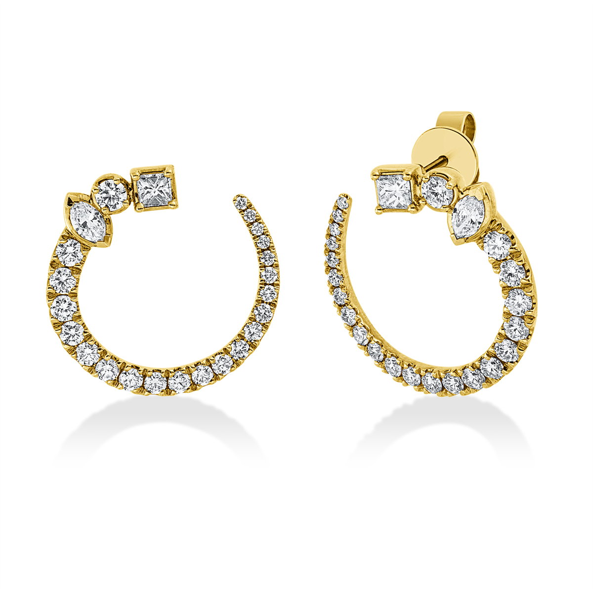 diamond full cut  multi-stone studs in yellow gold
