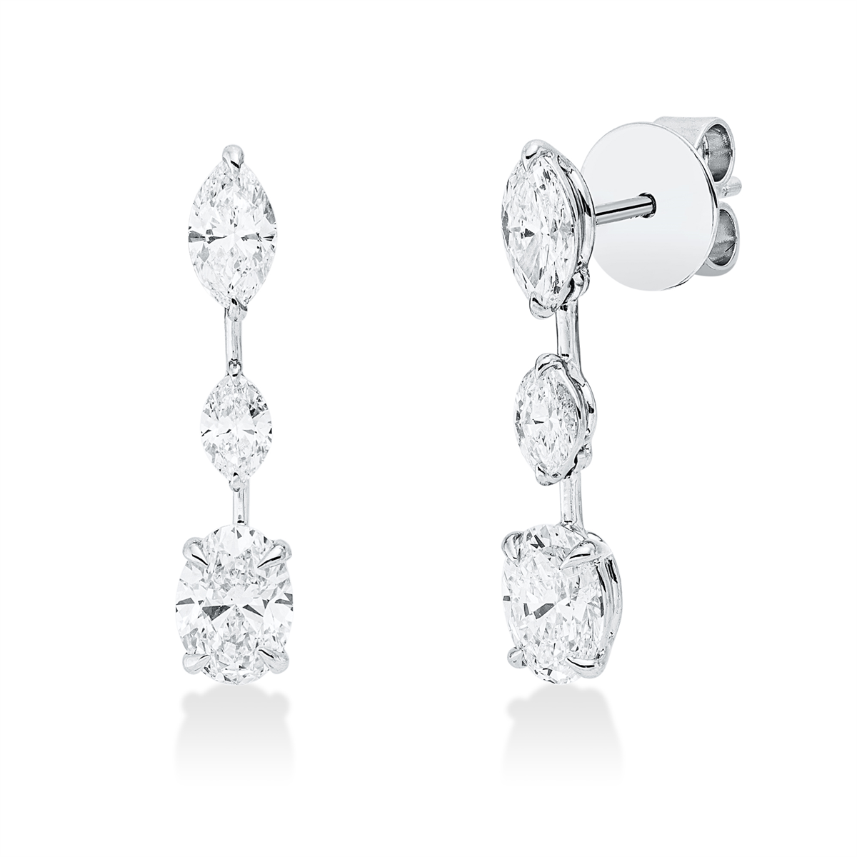 marquise  multi-stone earrings in white gold