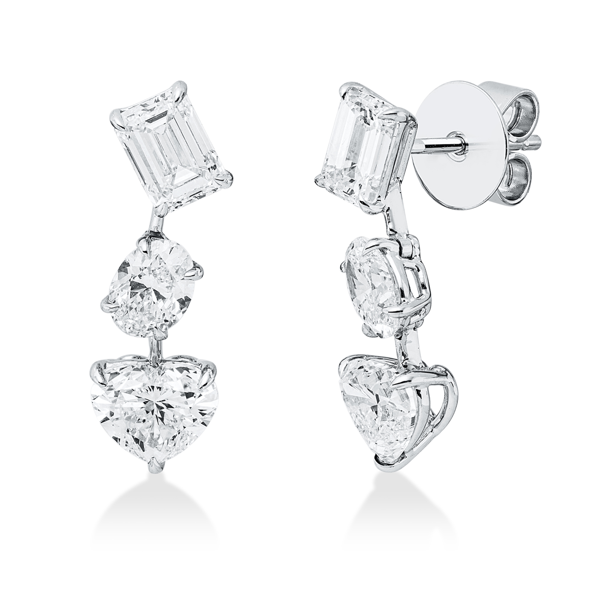 heart shape  exclusive earrings in white gold