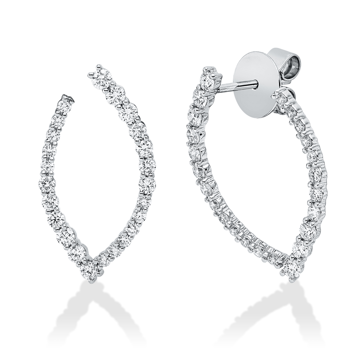 diamond full cut  modern woman studs in white gold