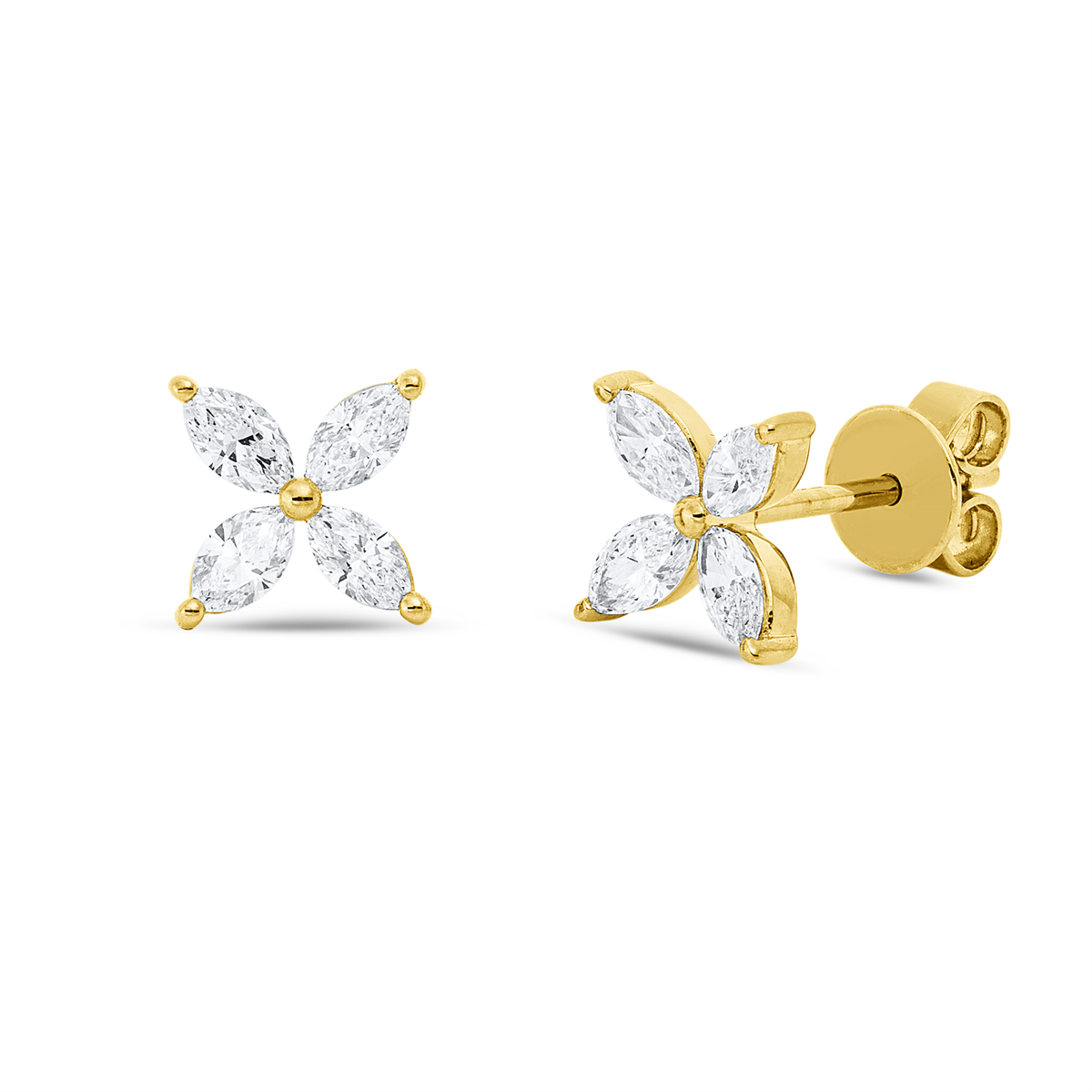 marquise  modern woman studs in yellow gold