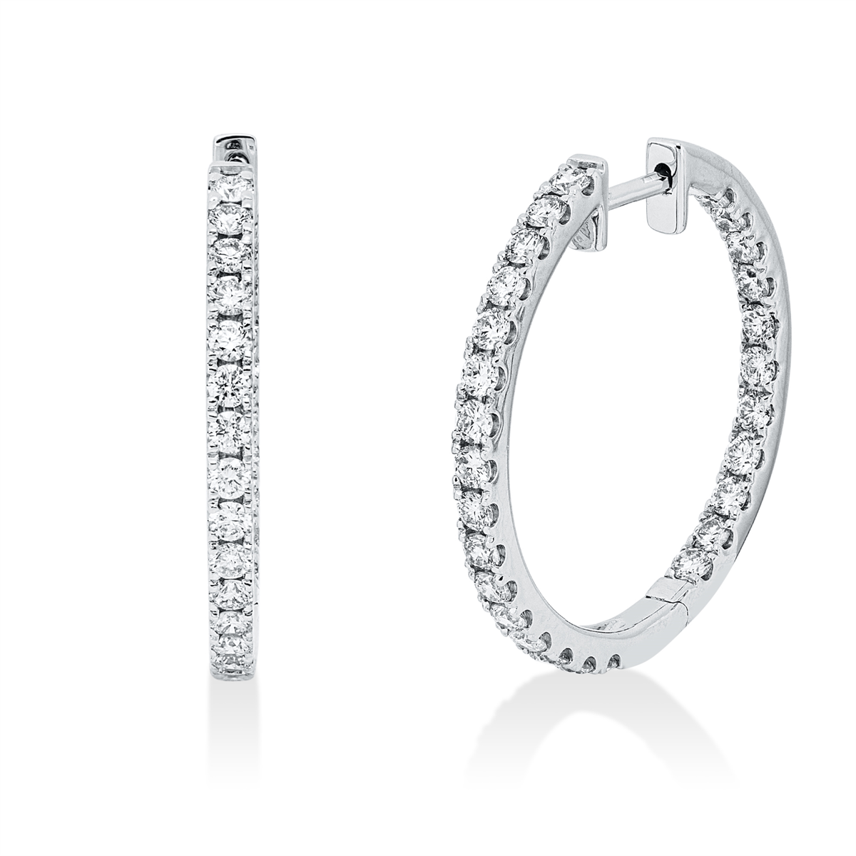 diamond full cut  modern woman hoops & huggies in white gold