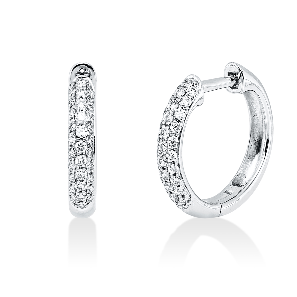 diamond full cut  pavé hoops & huggies in white gold