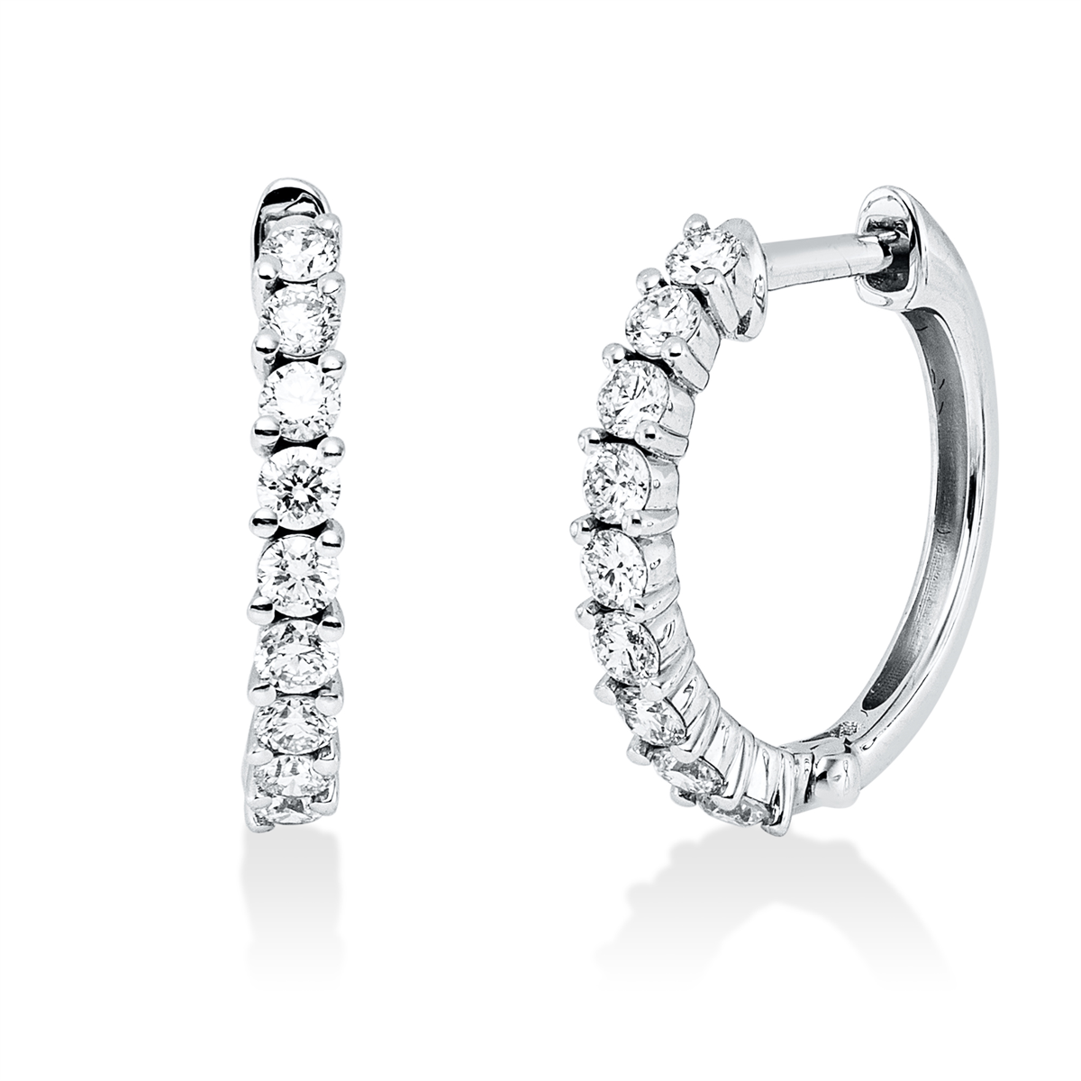 diamond full cut  modern woman hoops & huggies in white gold