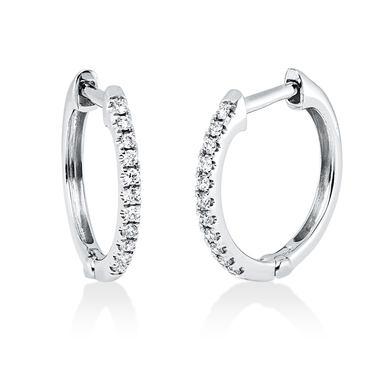diamond full cut  modern woman hoops & huggies in white gold