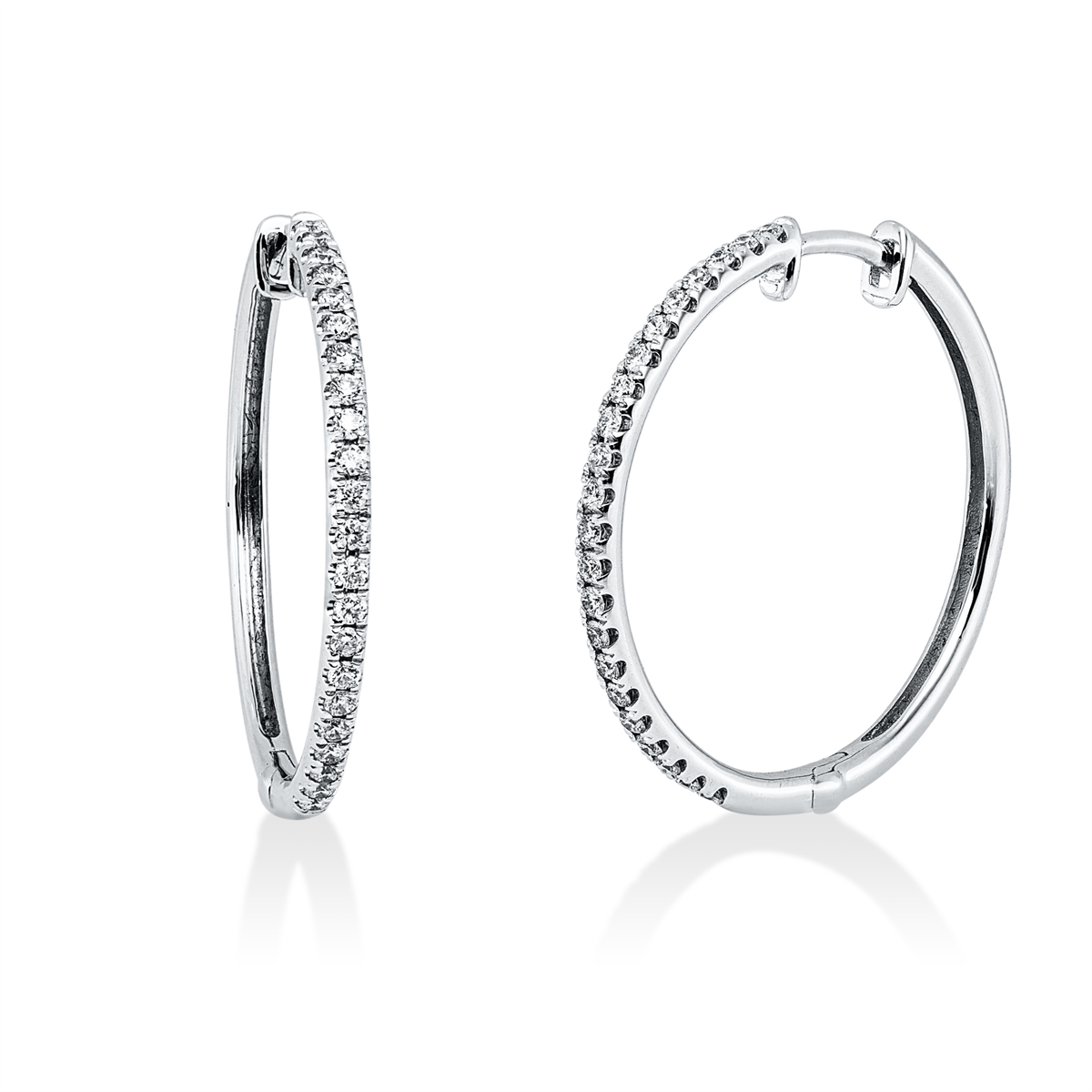 diamond full cut  modern woman hoops & huggies in white gold