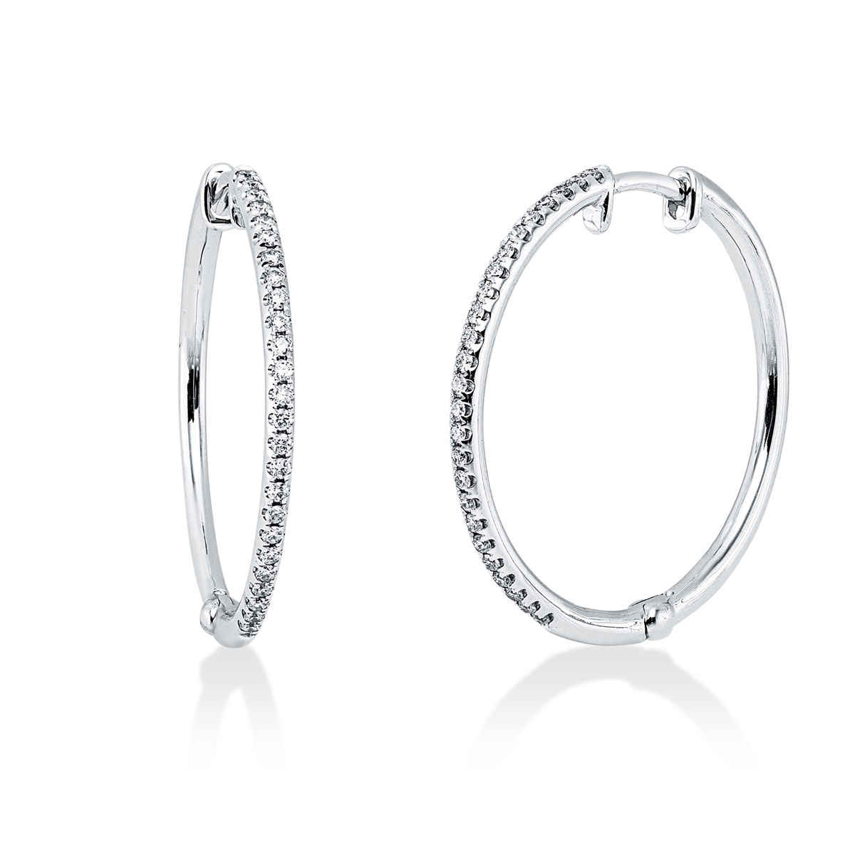 diamond full cut  modern woman hoops & huggies in white gold