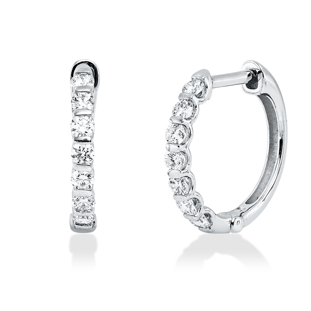 diamond full cut  modern woman hoops & huggies in white gold