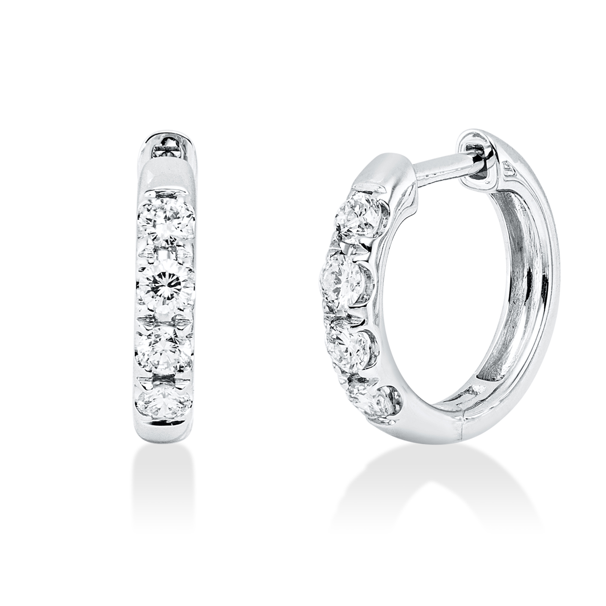 diamond full cut  modern woman hoops & huggies in white gold