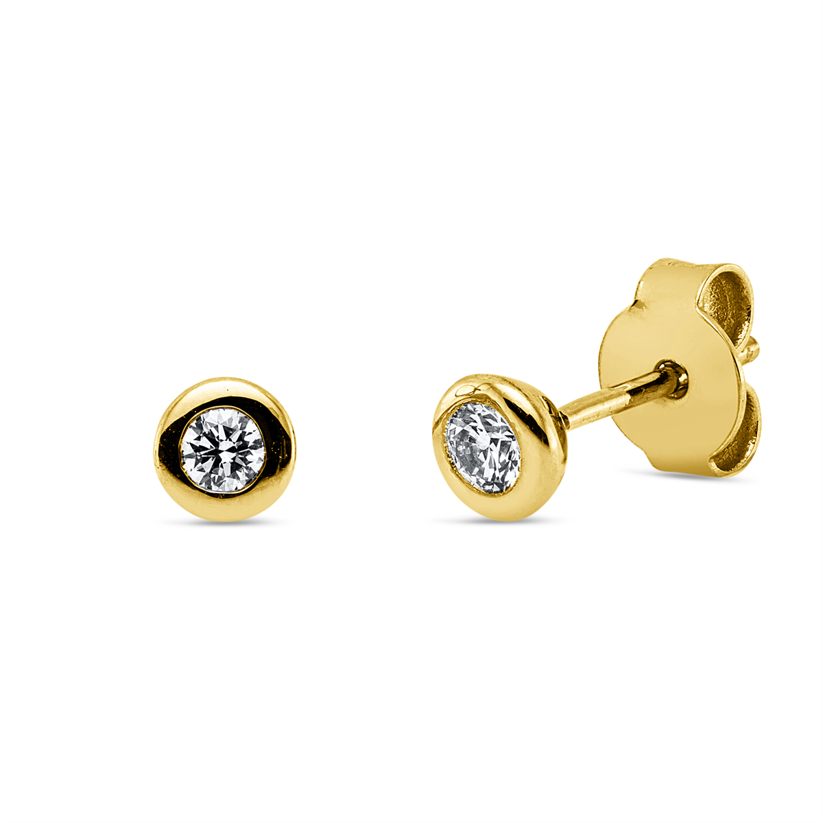 diamond full cut  solitaire studs in yellow gold