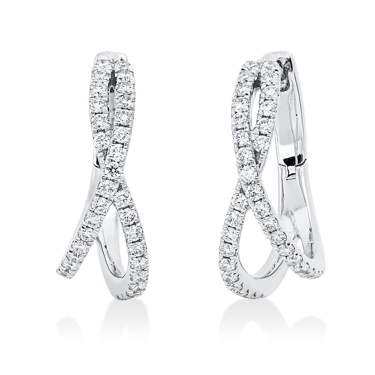 diamond full cut  modern woman hoops & huggies in white gold