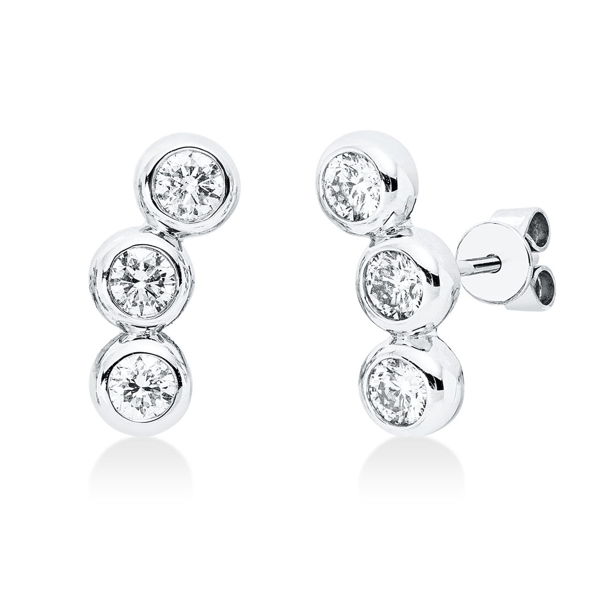 diamond full cut  modern woman studs in white gold