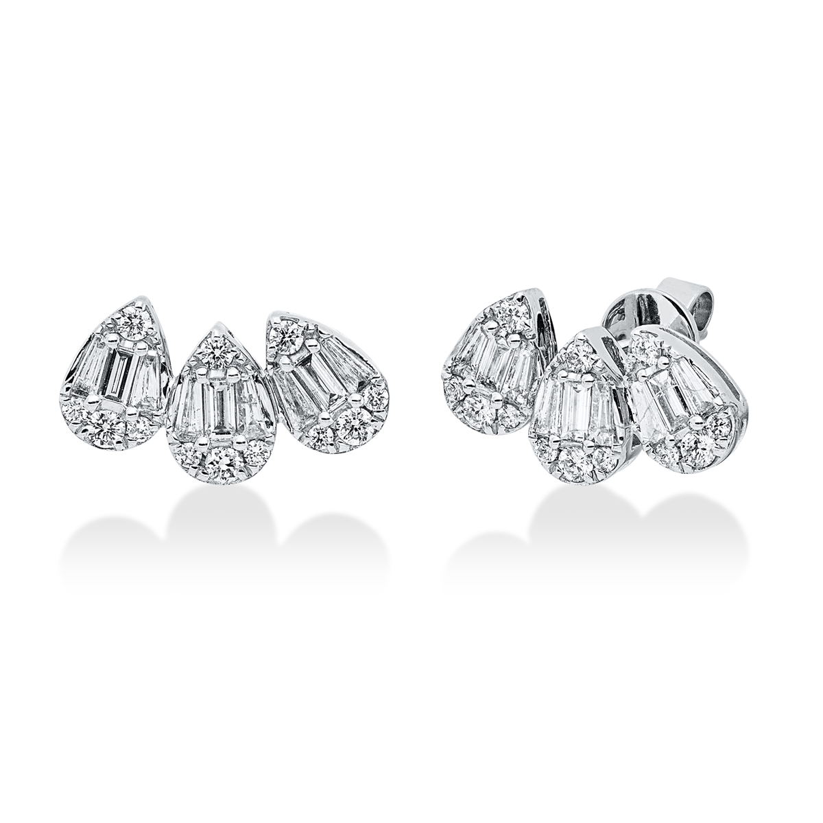 diamond full cut  baguette illusion studs in white gold