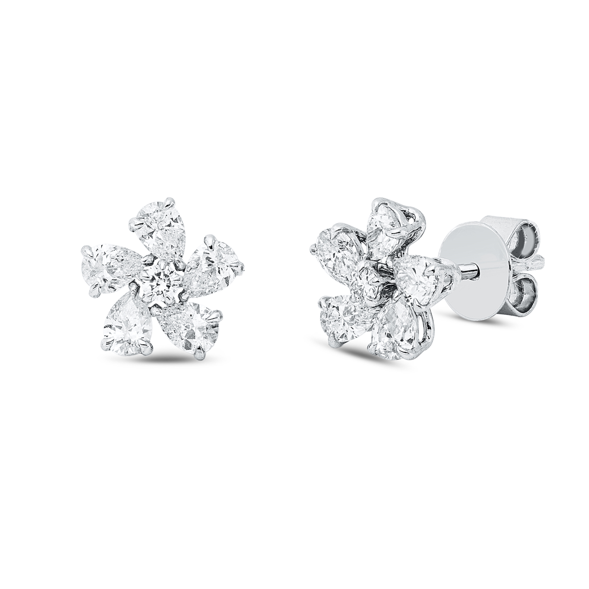 diamond full cut  modern woman studs in white gold