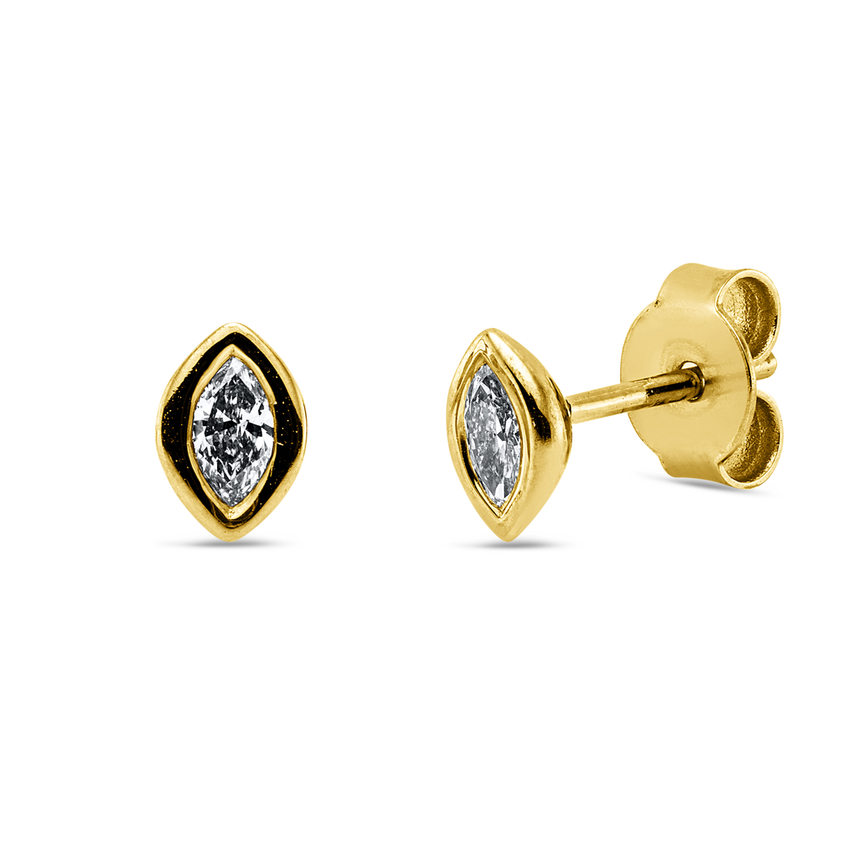 marquise  solitaire studs in yellow gold