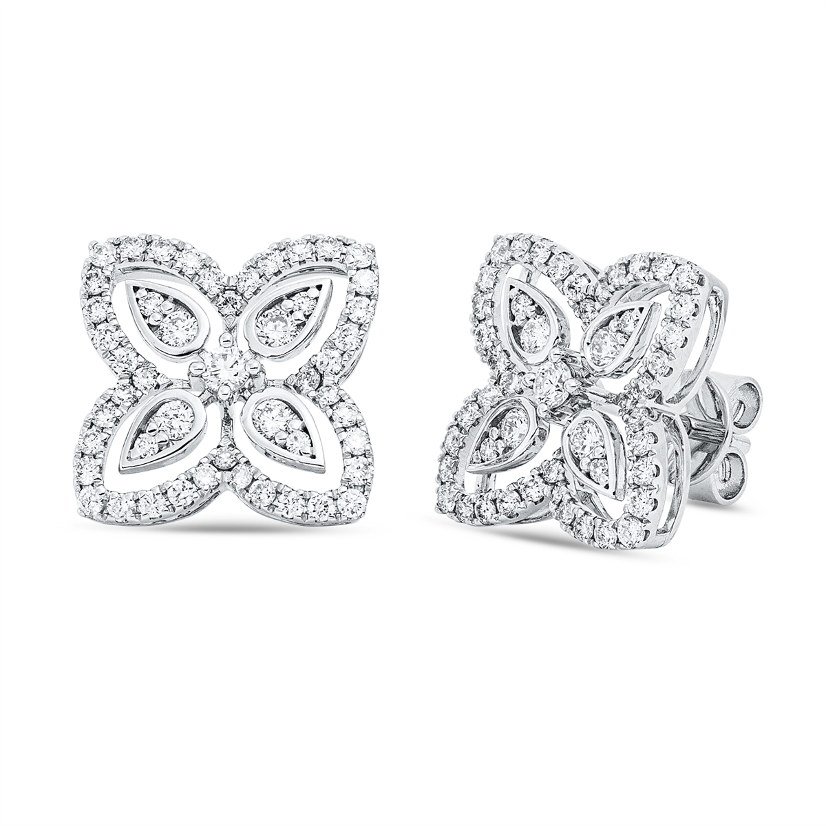 diamond full cut  modern woman studs in white gold