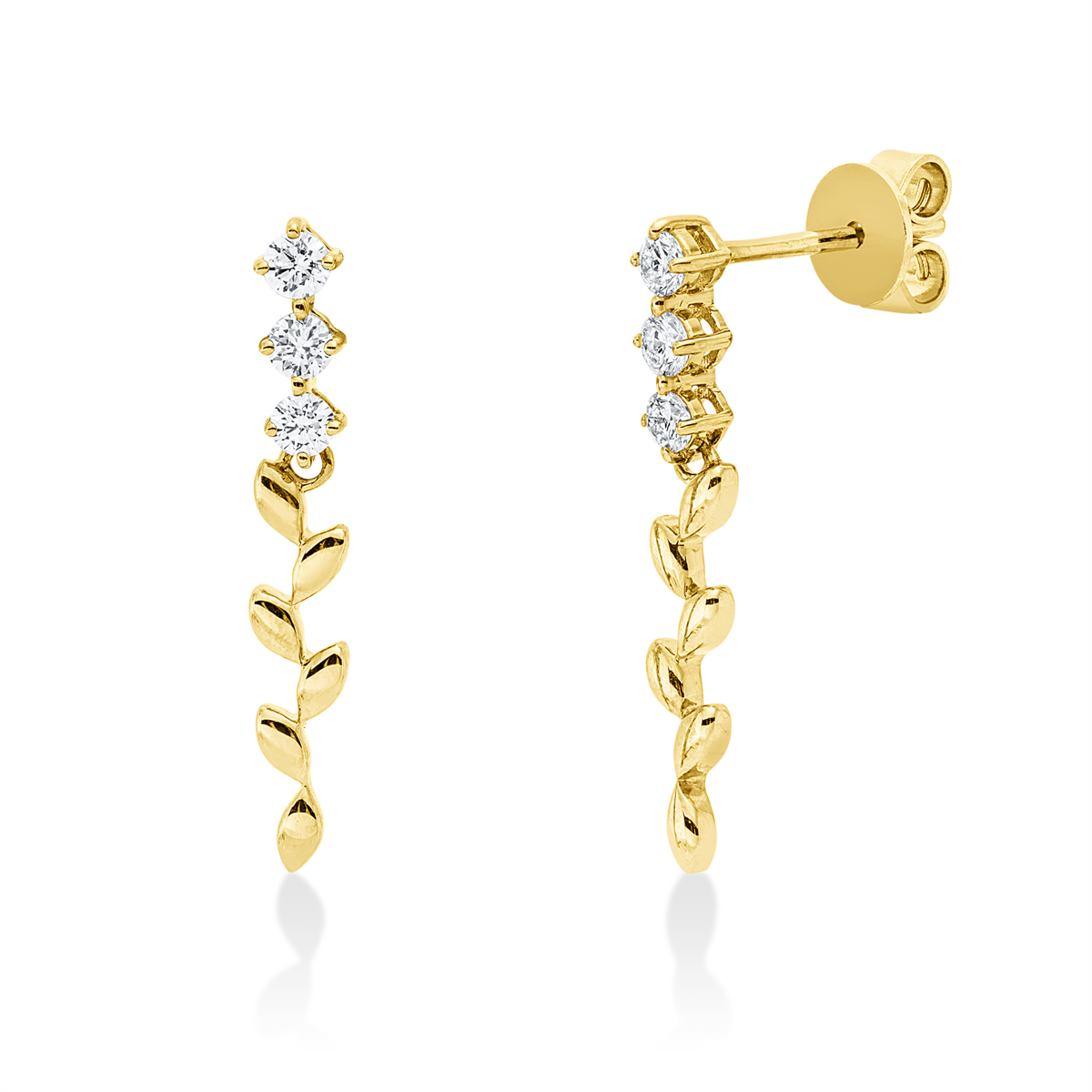 diamond full cut  modern woman earrings in yellow gold