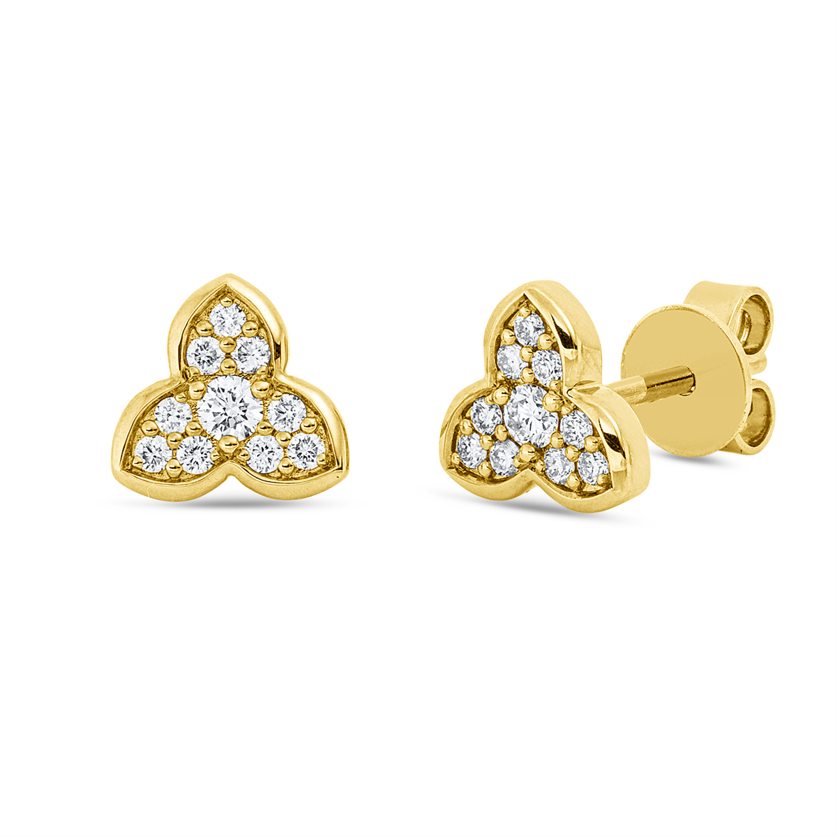 diamond full cut  modern woman studs in yellow gold