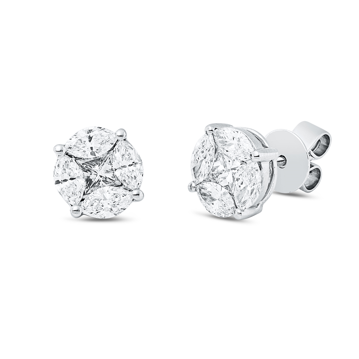 princess  illusion classic studs in white gold