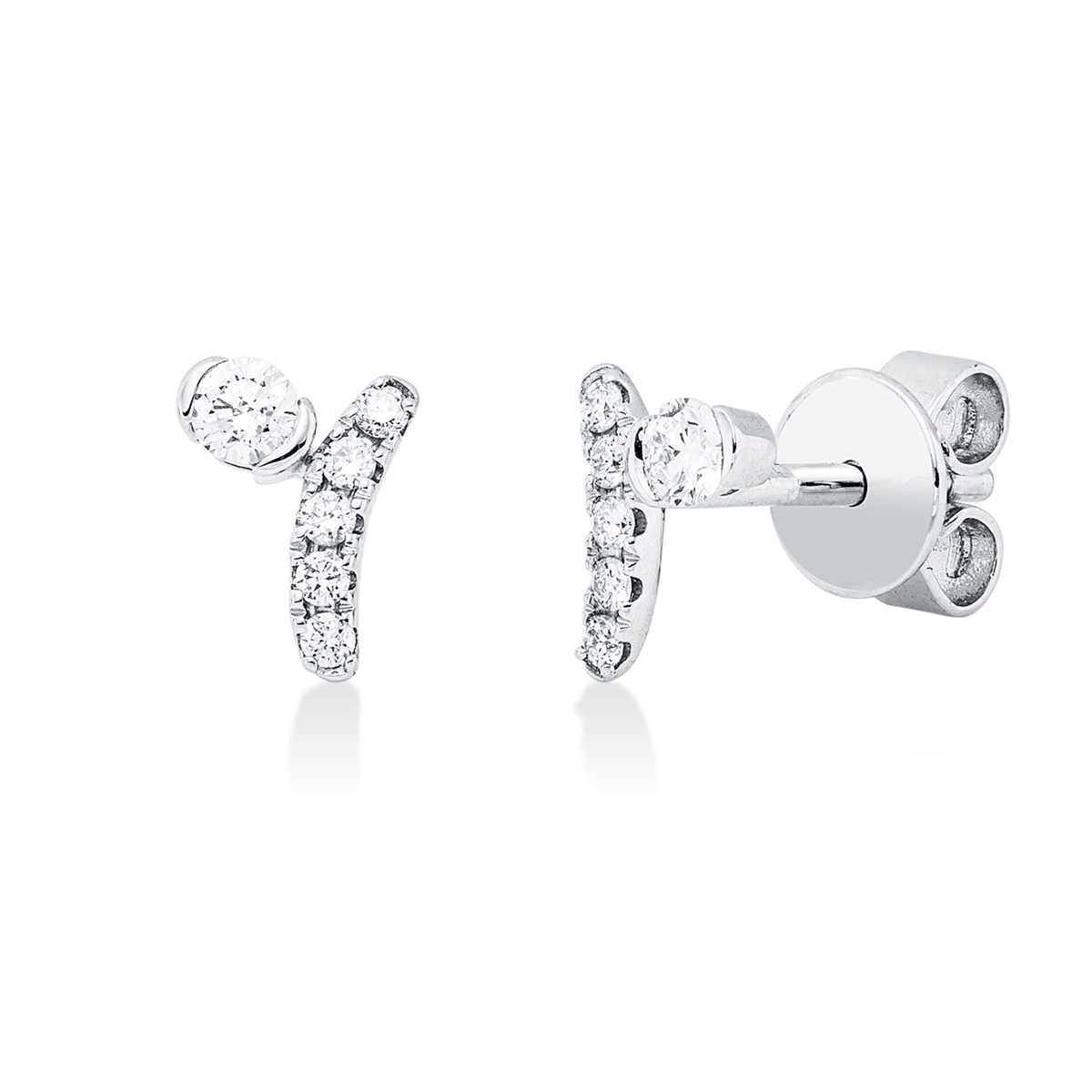 diamond full cut  modern woman studs in white gold