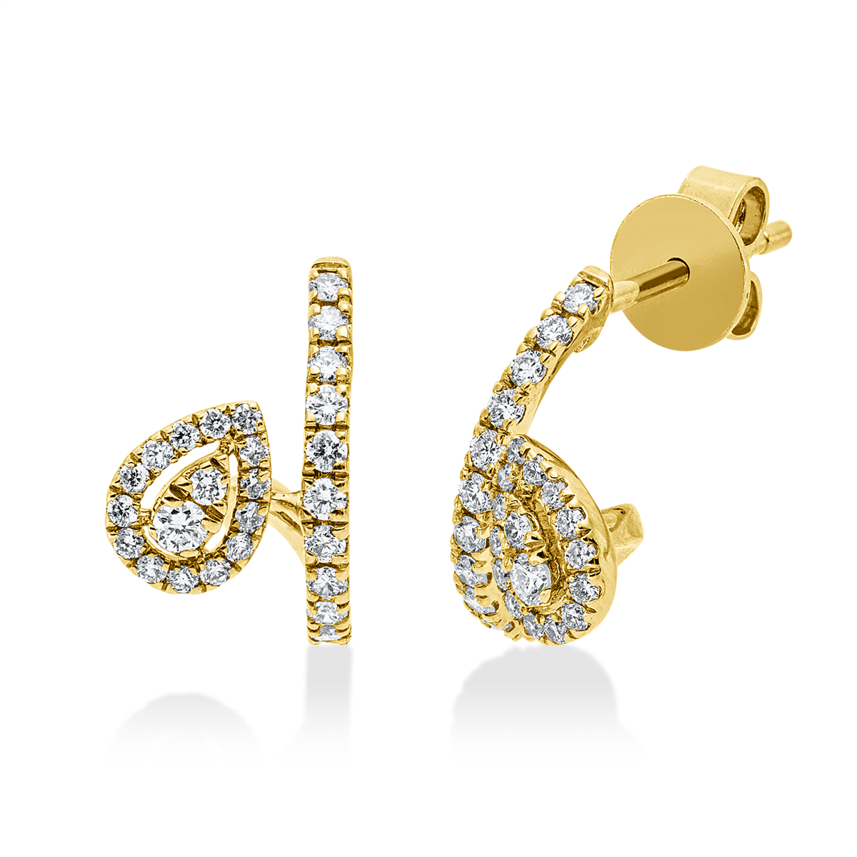 diamond full cut  modern woman earrings in yellow gold