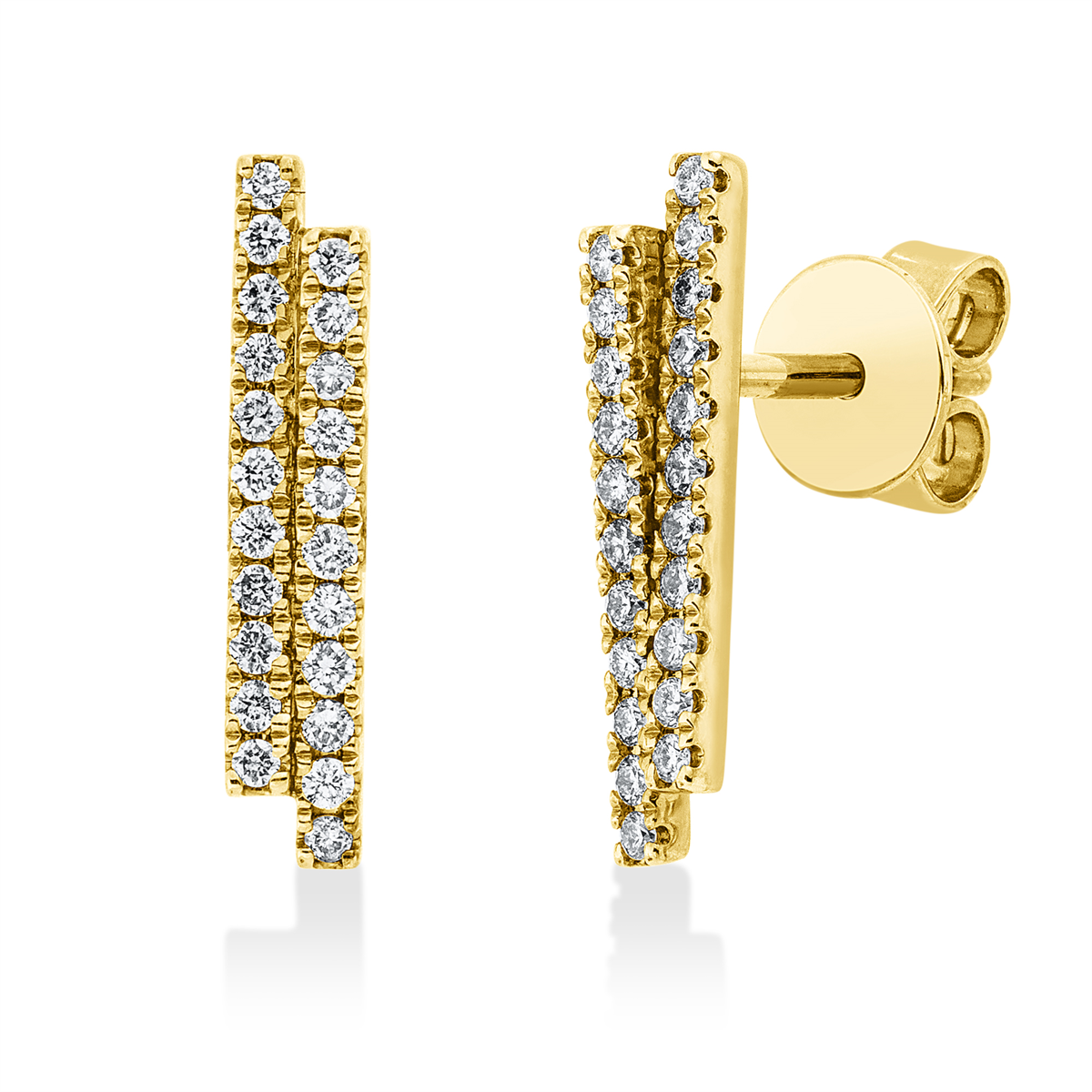 diamond full cut  modern woman earrings in yellow gold