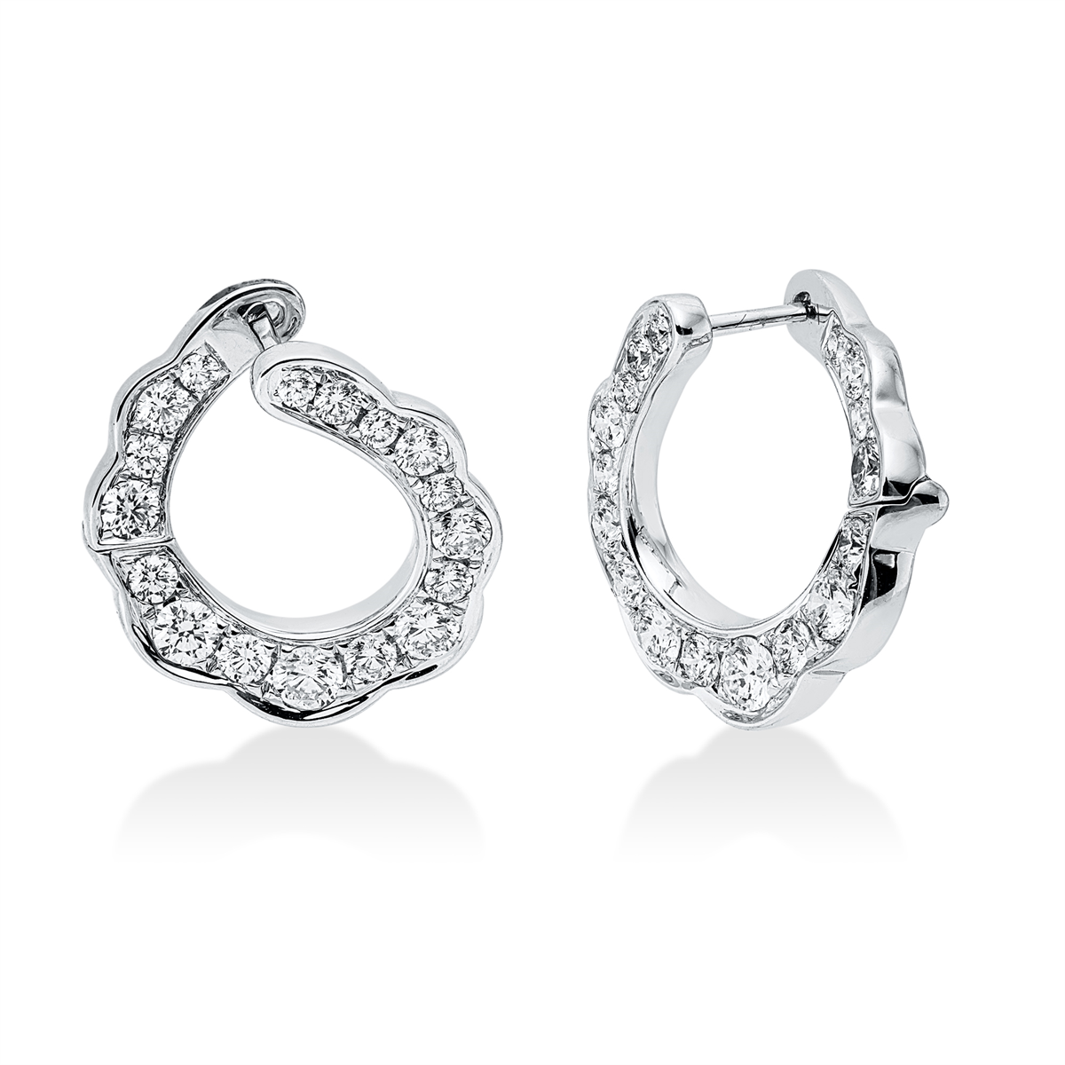 diamond full cut  multi-stone earrings in white gold