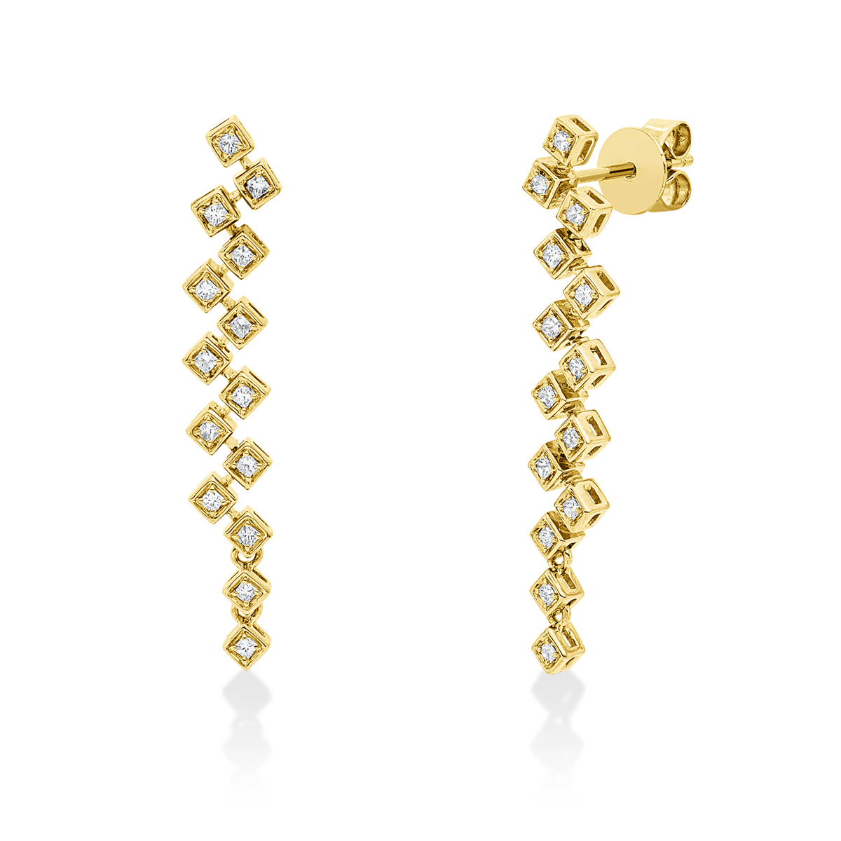 princess  multi-stone earrings in yellow gold